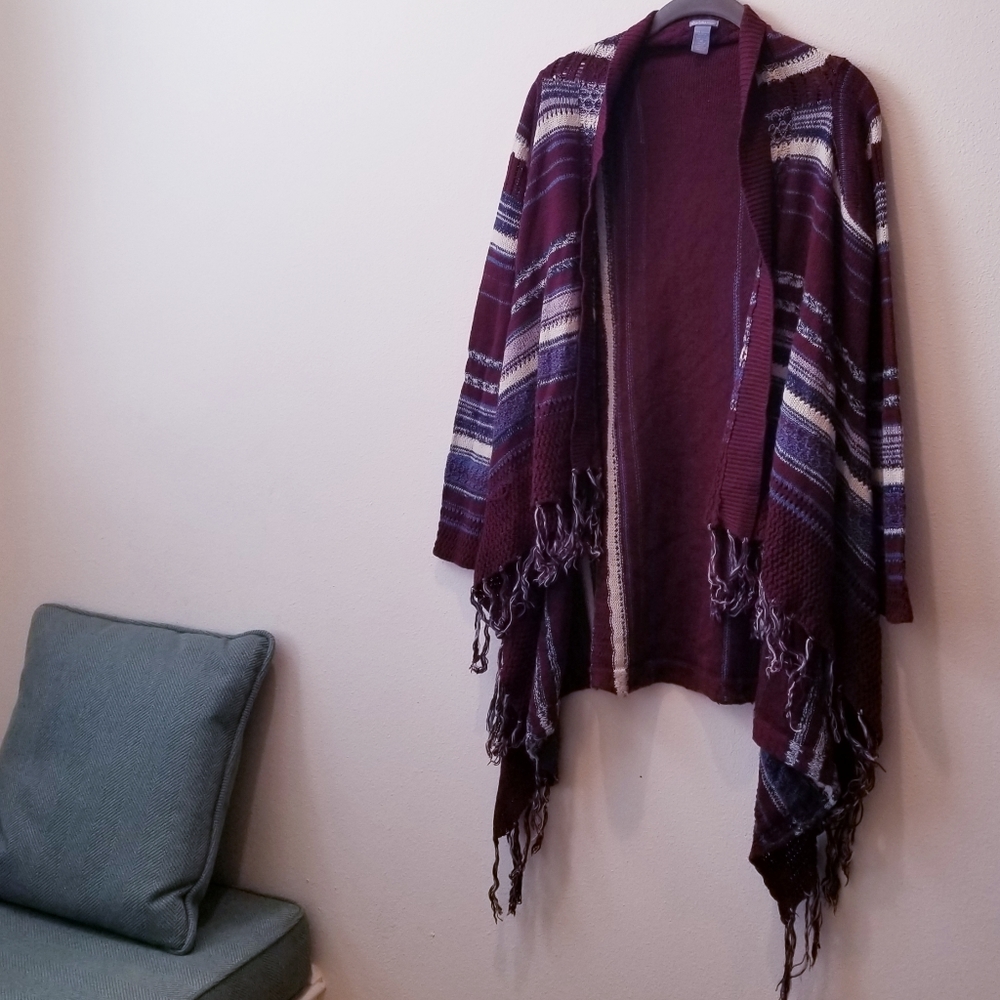 Charlotte Russe Boho Long Fringe Cardigan